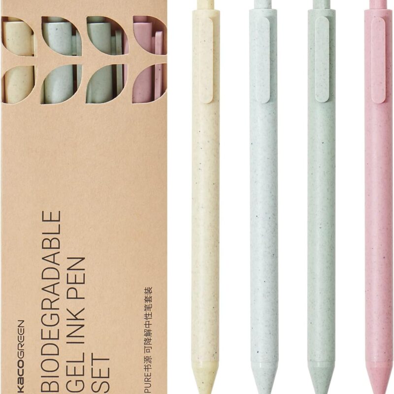 Kaco Gel Pens 4 Pieces Cute Colorful Gel Ink Pens with Black Ink Retractable Colored Pen Set Office Supplies Stationery