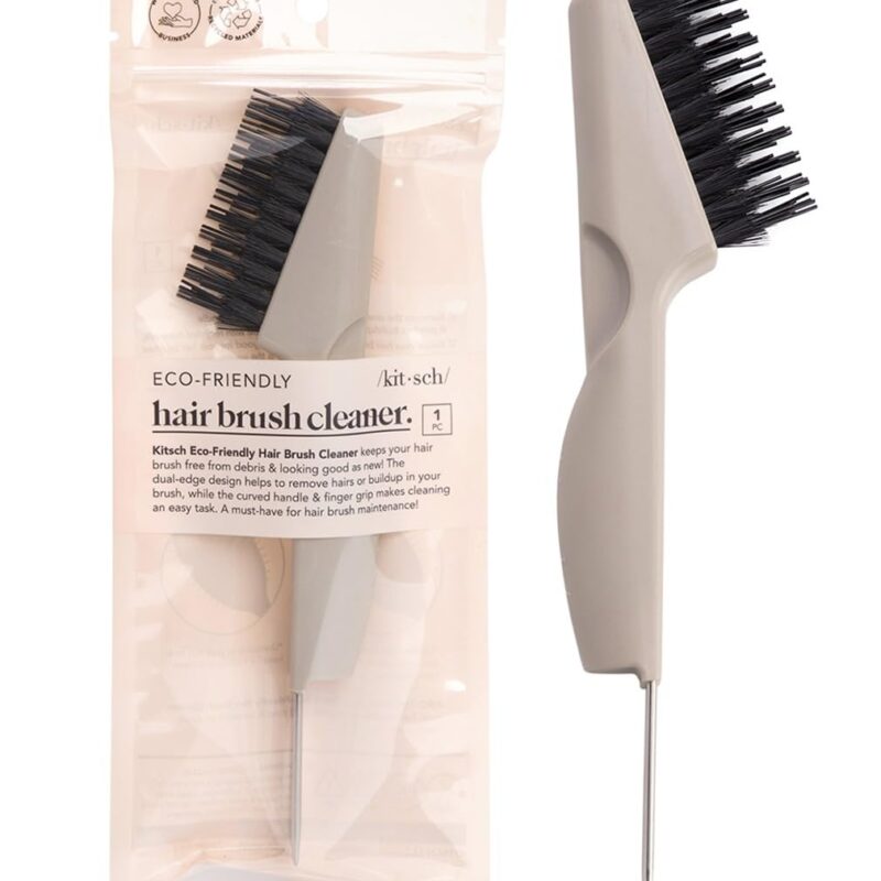 Kitsch Double Sided Hair Brush Cleaner Tool 2-in-1 Comb Cleaner | Eco-Friendly Hair Brush Rake | Double Edge Hair Remover Brush & Hairbrush Cleaner Solution for Hair Brush Maintenance, Gifts for Women