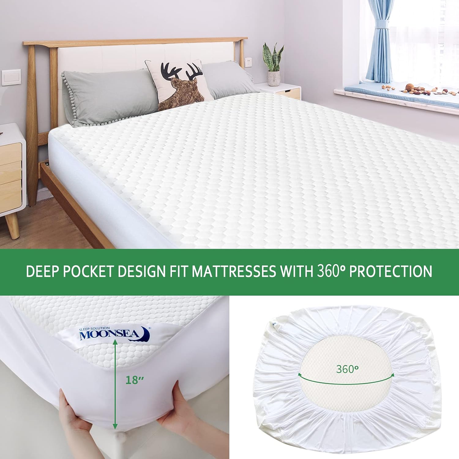 Moonsea Twin XL Mattress Protector, Eco-Friendly, 3D Air Smooth Fabric, Breathable, Noiseless, Deep Pocket, Waterproof - Image 5