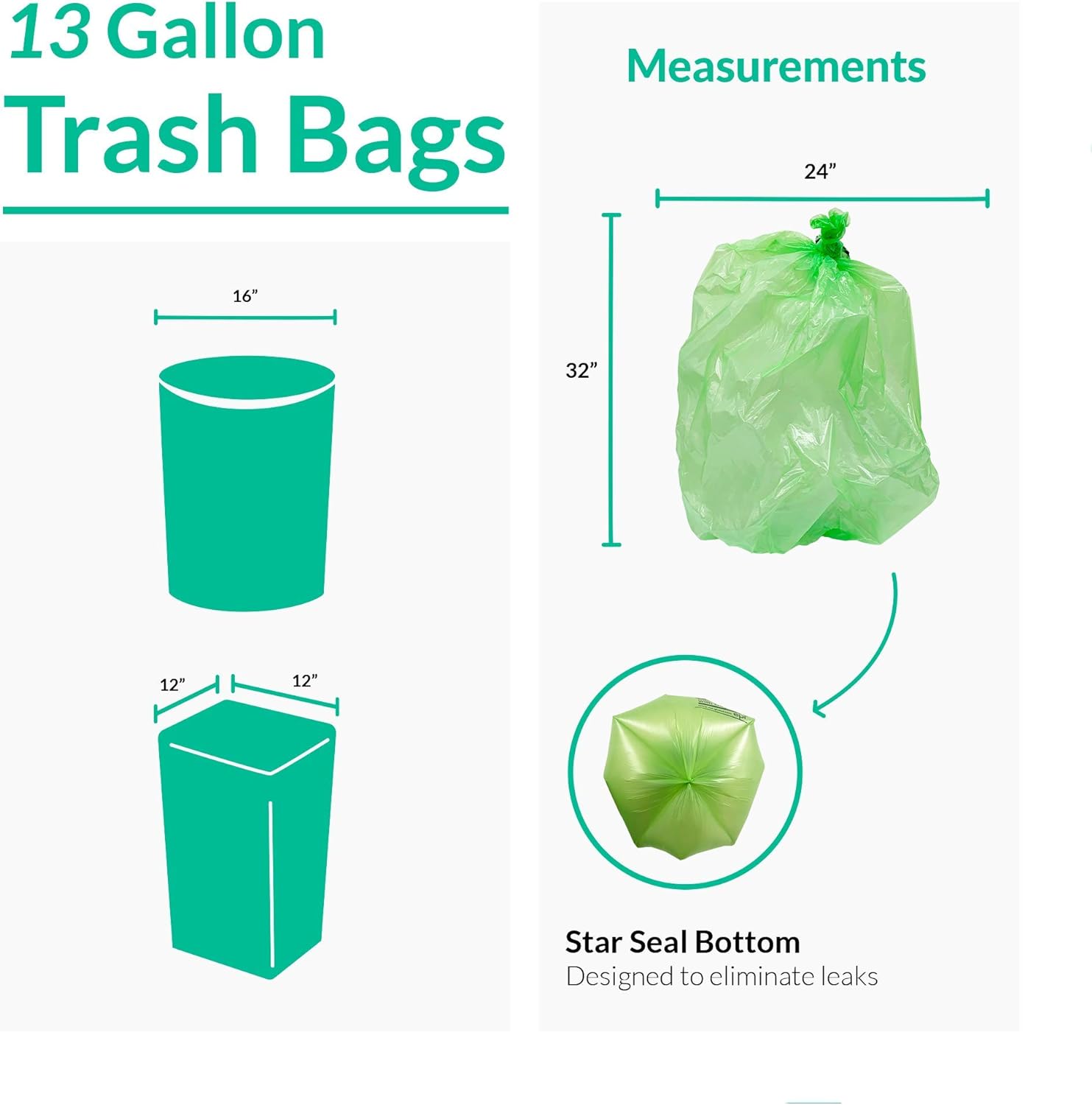 Reli. Biodegradable 13 Gallon Trash Bags | 100 Count | ASTM D6954 | Green | Eco-Friendly | Oxobiodegradable Under Certain Conditions (See Product Description) - Image 3