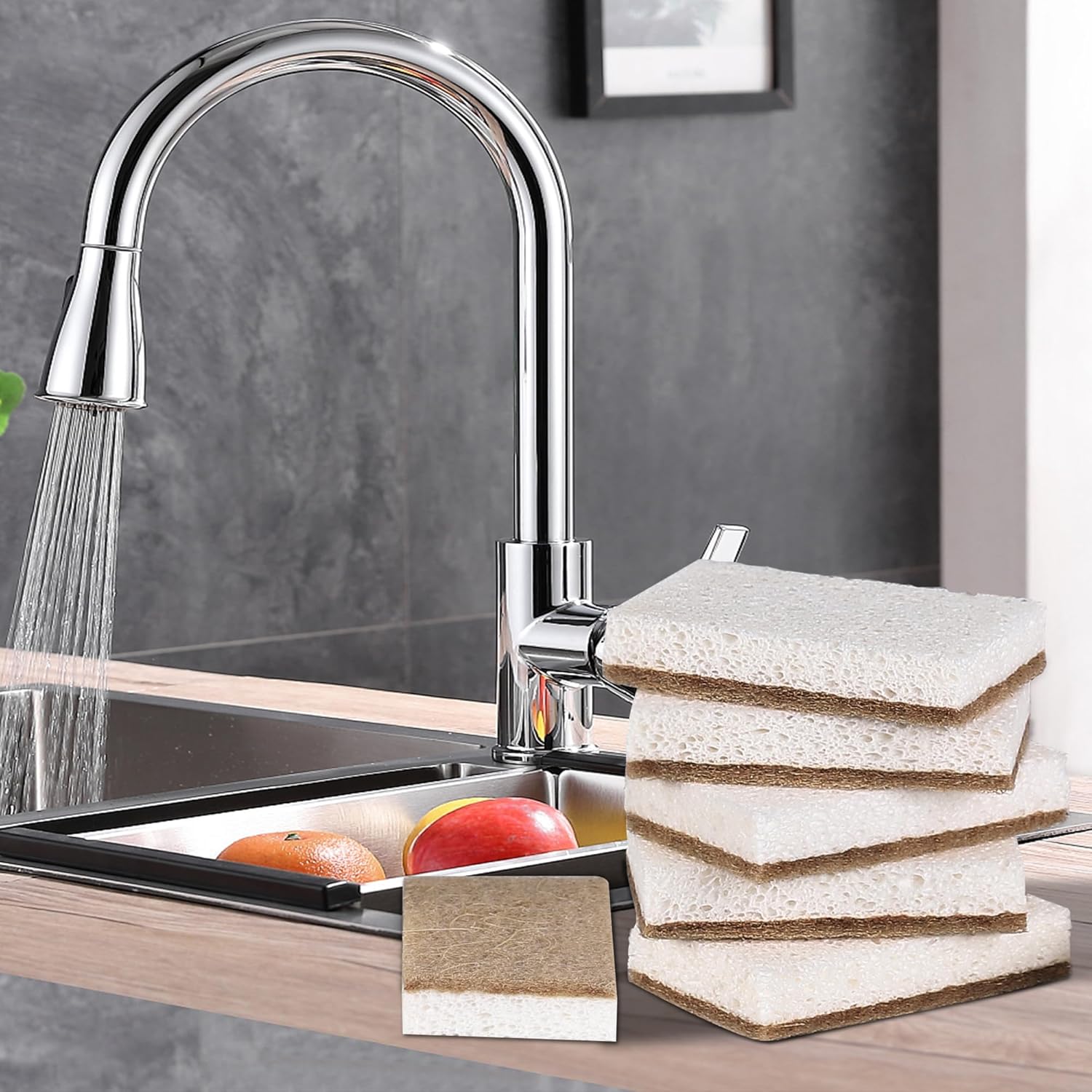 Natural Sponges for Dishes 12 Pack - Keep Soap Biodegradable Kitchen Sponge Compostable Coconut Scrubber - Eco Friendly Cleaning Sponges - Image 6