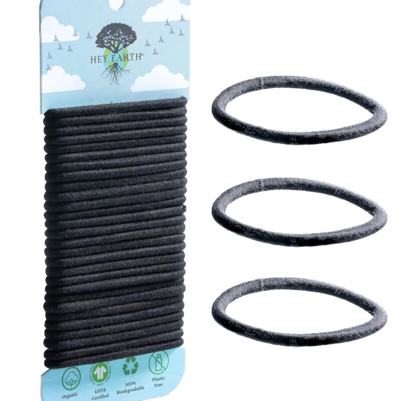 Hey Earth® - Biodegradable + Plastic Free + Organic Cotton Hair Ties for Men, Women, and Children - Sustainable Eco-Friendly for ALL Hair Types - Gentle with No Slipping or Snagging