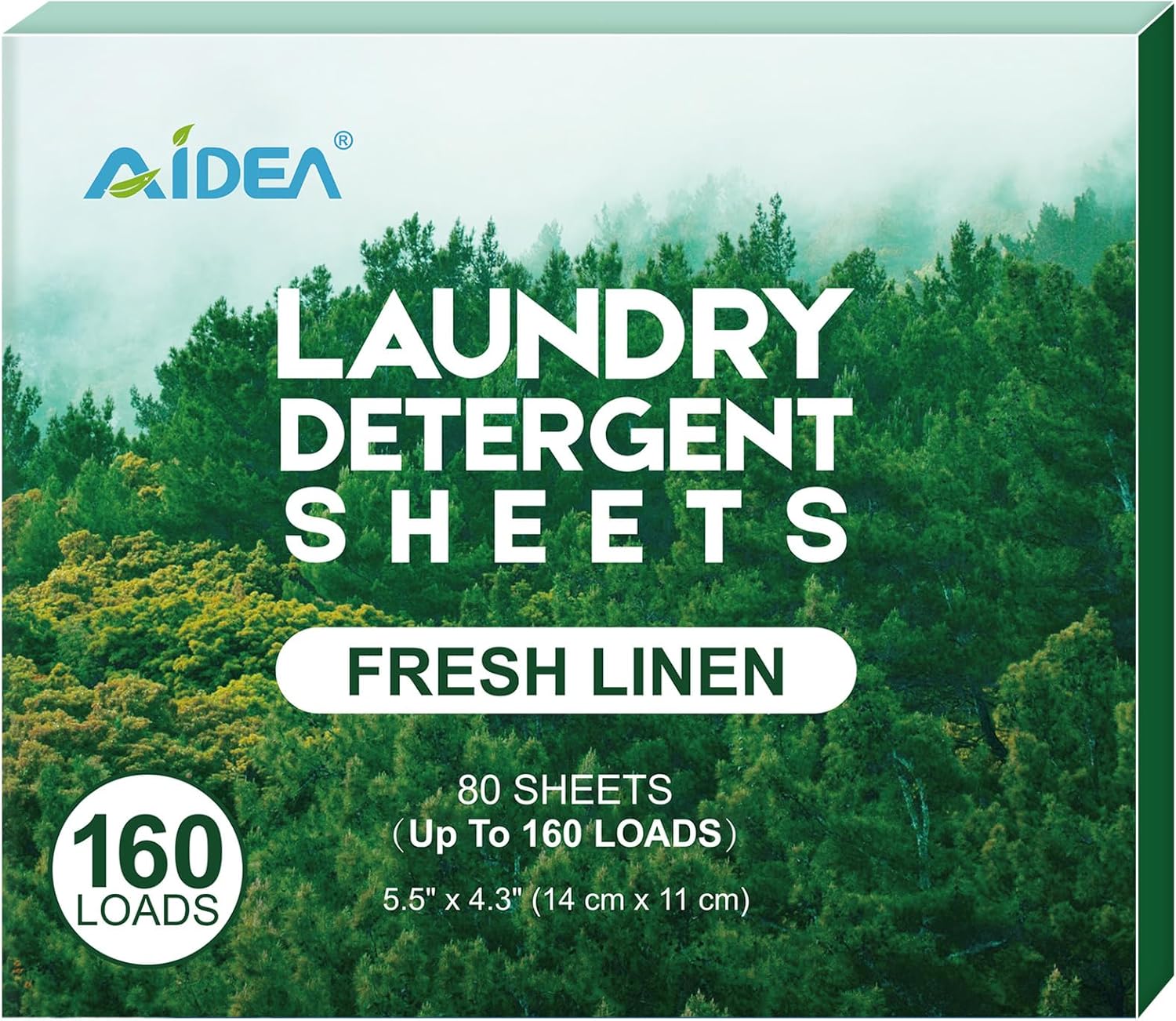 AIDEA Laundry Detergent Sheets, Laundry Sheets Detergent, Washer Sheets Detergent, No Plastic Jug, Laundry Soap Sheets For Travel, Home Washing, Fresh Scent-(160 Loads) 80 Sheets