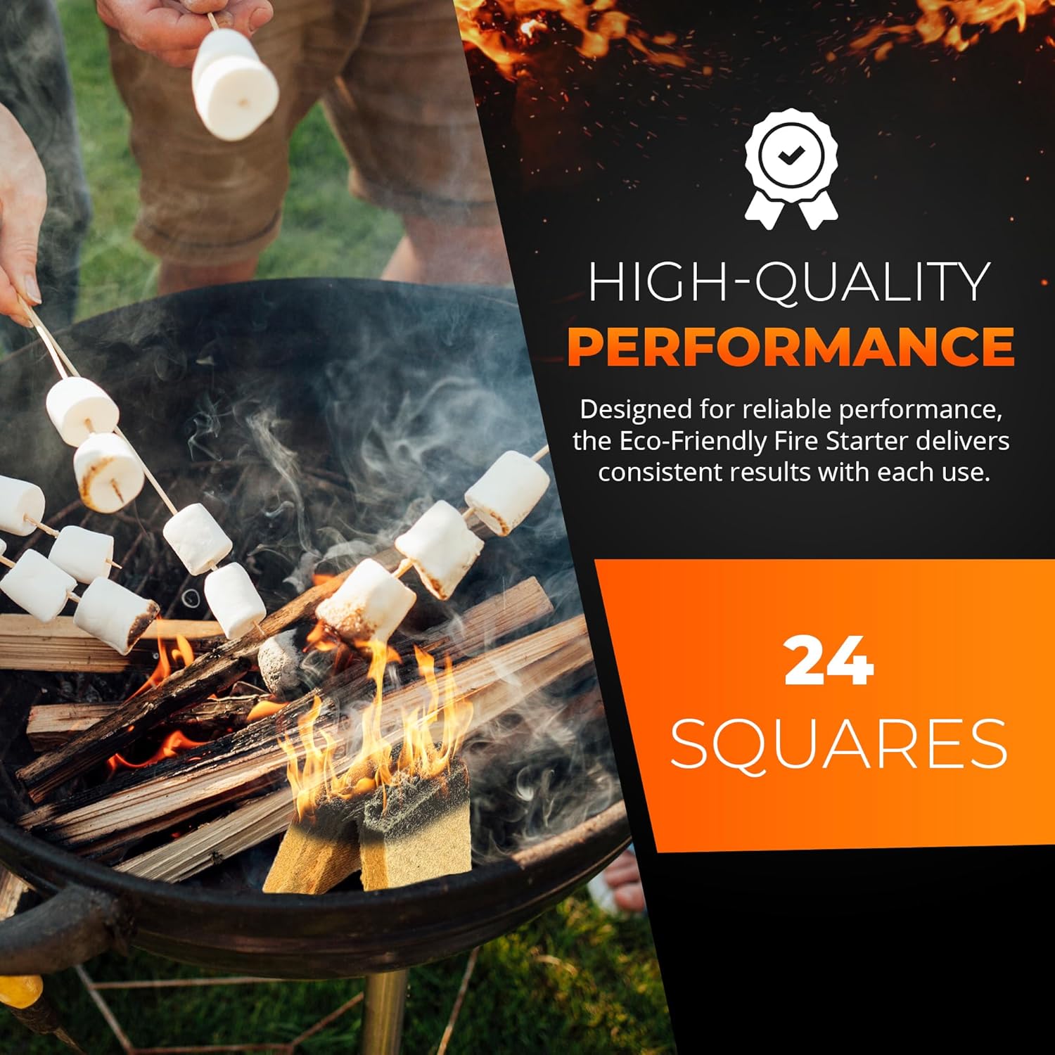 Eco-Friendly Fire Starter - Natural Pine Fire Starter for Campfires, Fireplace, Outdoor Fire Pit, and Grill - 24 Squares - Firestarter for Outdoor fire, Grill, Wood Stove, BBQ with 10 min Burn time… - Image 4