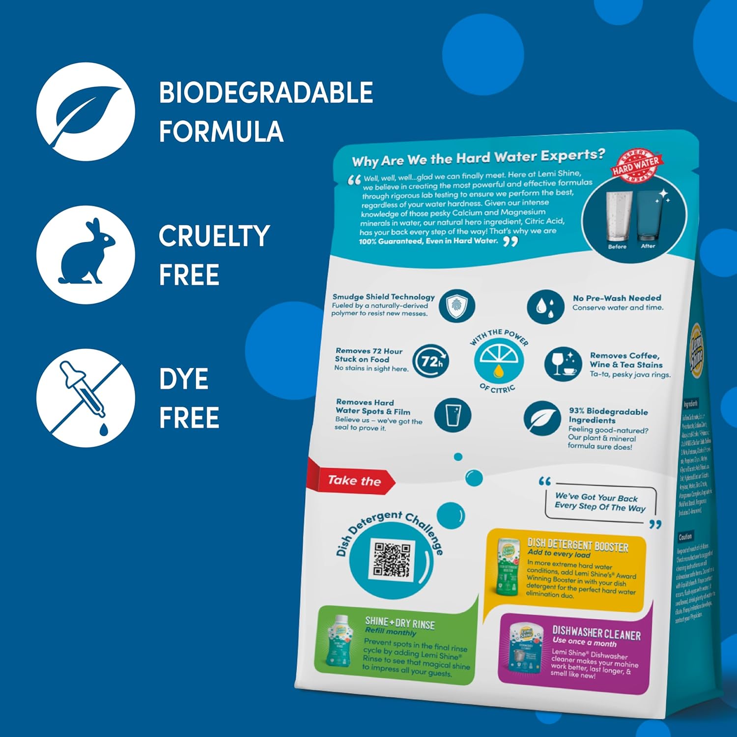 Lemi Shine Natural Dishwasher Pods | All-In-One Powder & Gel Dishwasher Detergent Pods with Powerful Citric Acid | Eco Friendly Dish Wash Cleaning Supplies (26 Count) - Image 6