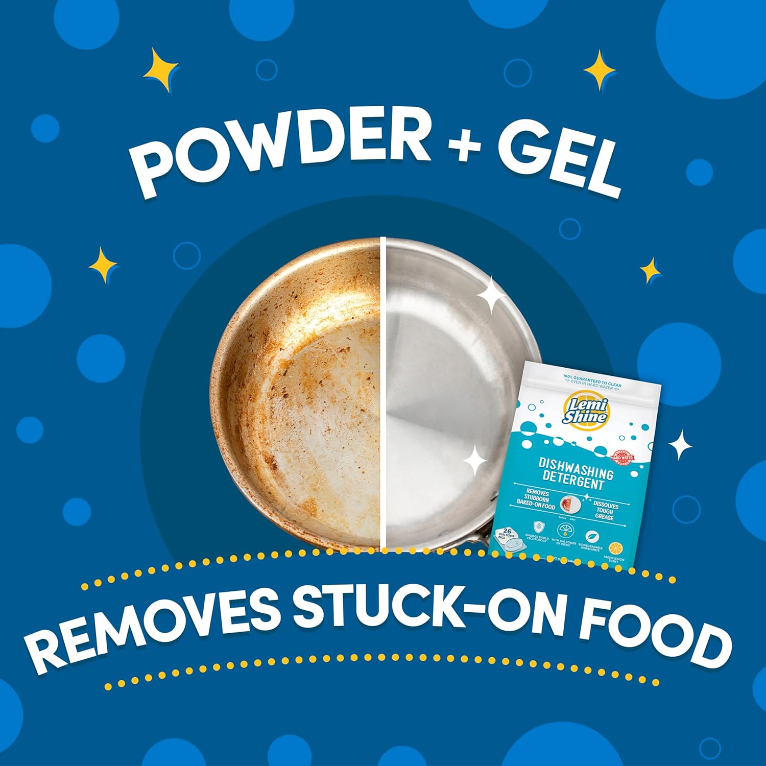 Lemi Shine Natural Dishwasher Pods | All-In-One Powder & Gel Dishwasher Detergent Pods with Powerful Citric Acid | Eco Friendly Dish Wash Cleaning Supplies (26 Count) - Image 2