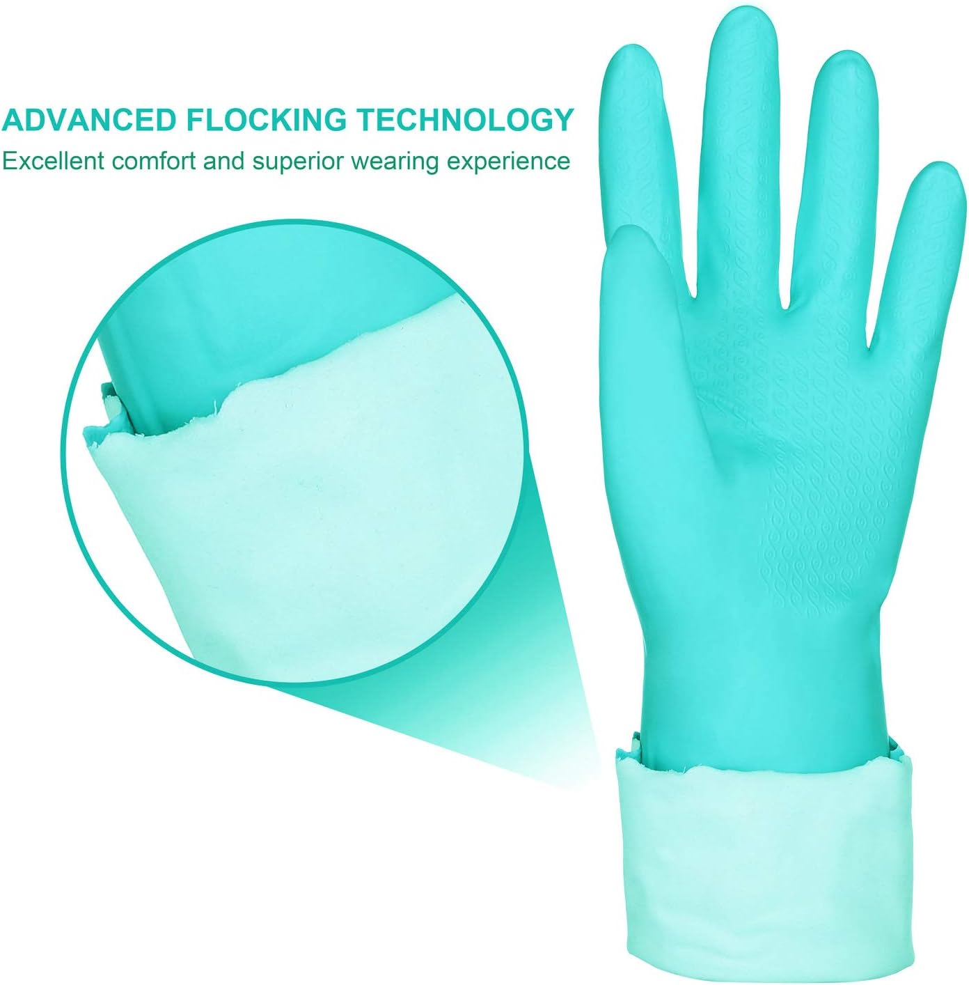 Elgood Reusable Dishwashing Cleaning Gloves with Latex free, Cotton lining,Kitchen Gloves 2 Pairs,Purple+blue large - Image 4