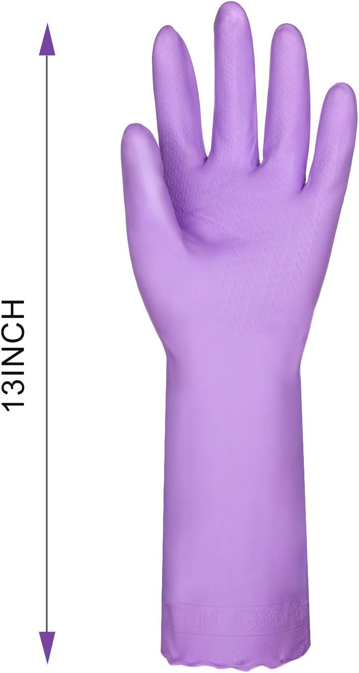 Elgood Reusable Dishwashing Cleaning Gloves with Latex free, Cotton lining,Kitchen Gloves 2 Pairs,Purple+blue large - Image 5
